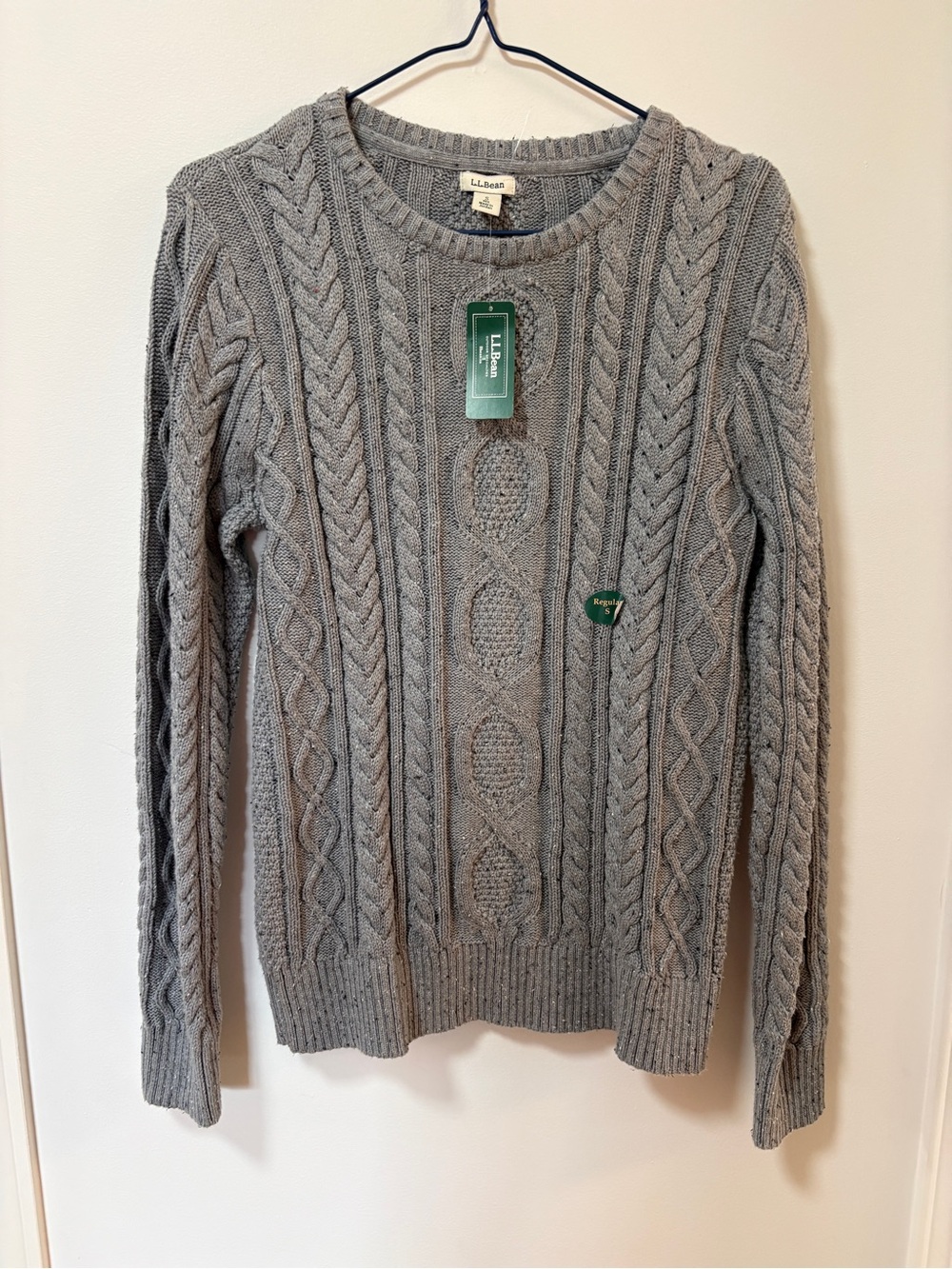 NEW LL Bean Fisherman Cotton Sweater Size Small Grey Heavyweight outdoor casual